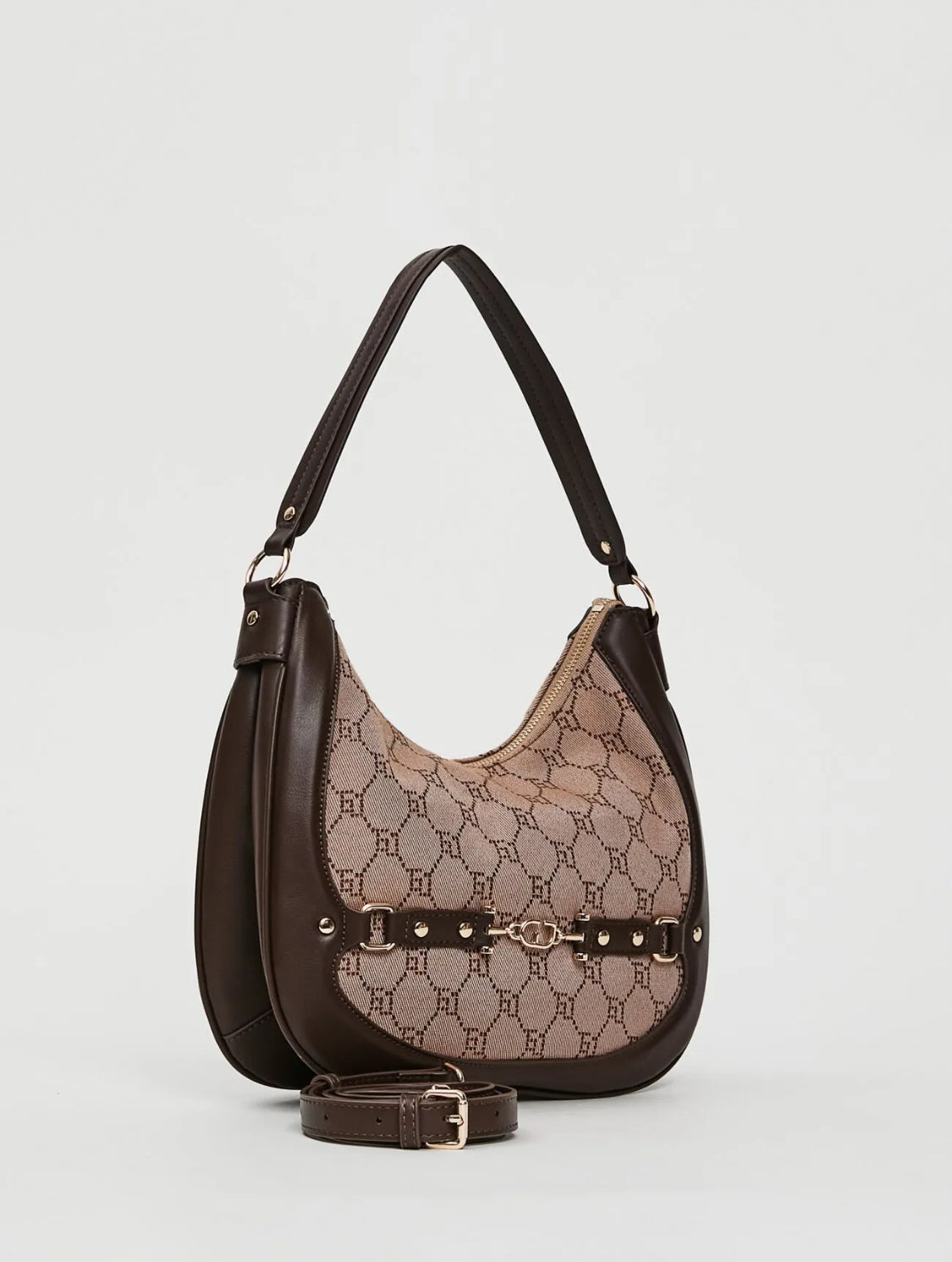 GAUDI Beige hobo bag with jacquard logo V5A1-12501