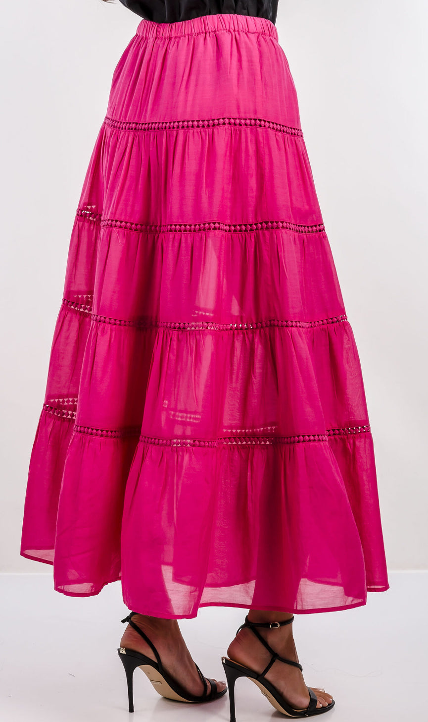GAUDI LONG FUCHSIA COTTON-BLEND SKIRT 511FD75005