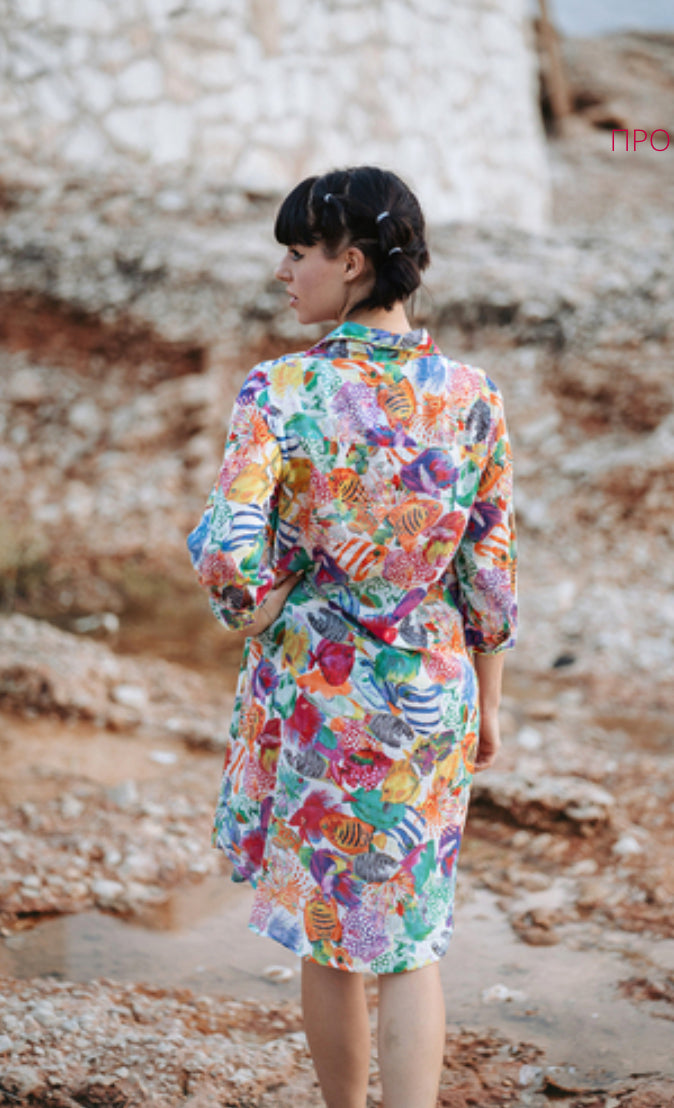Isla Multicolor Fish dress 100% cotton 31650