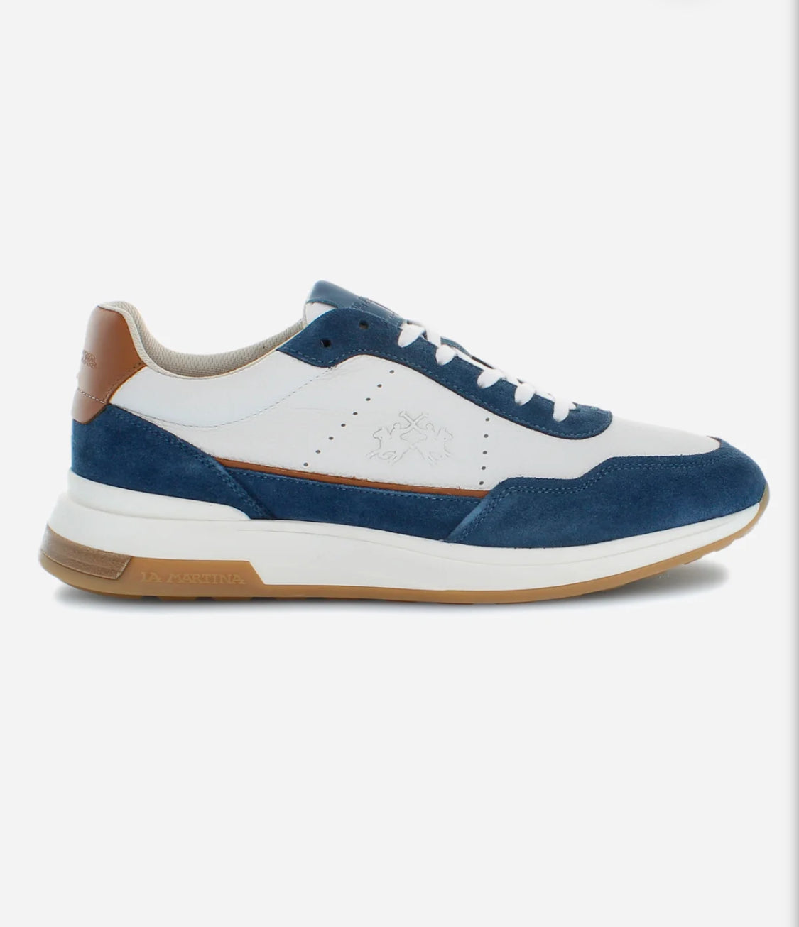 LA MARTINA MEN’S TRAINER IN LEATHER AND SUEDE WITH CONTRASTING INSERTS