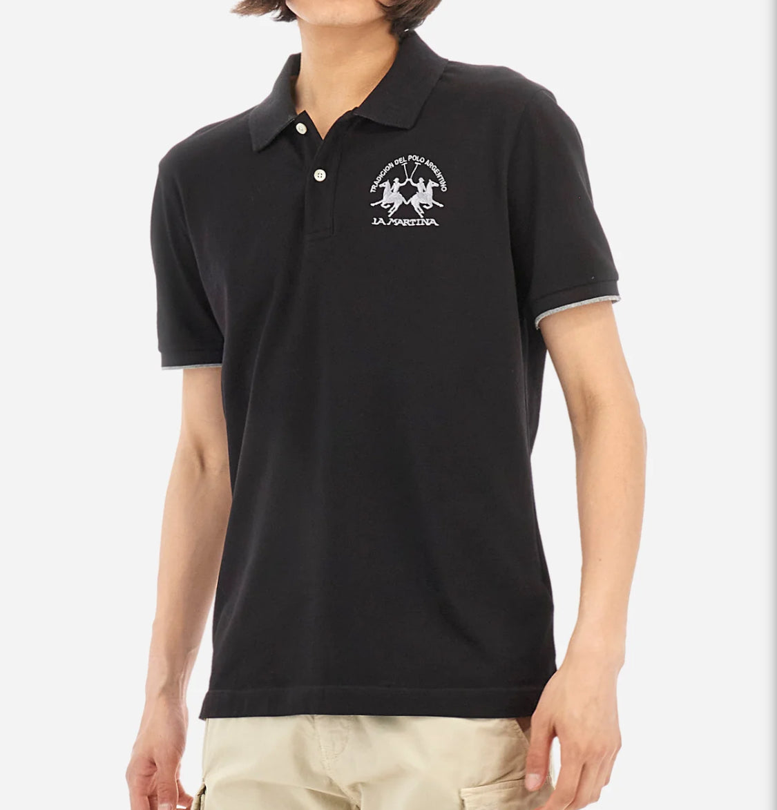 La Martina man BASIC Polo Neck T-Shirt BLACK CCMP01