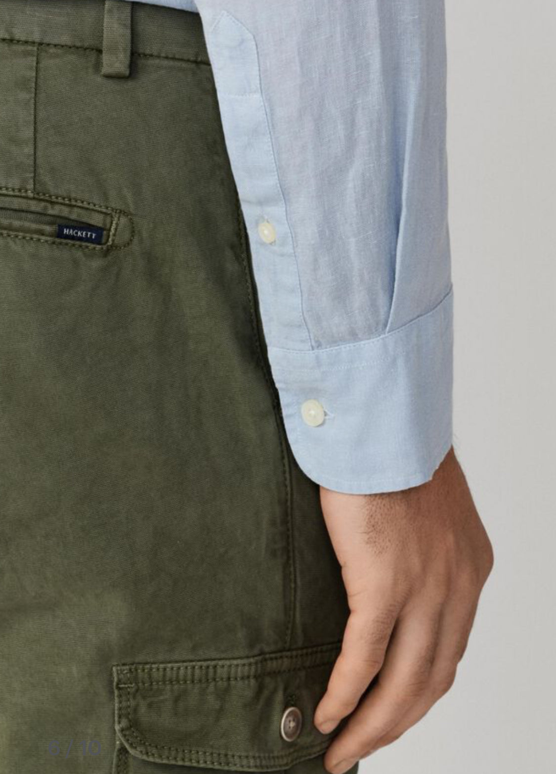 HACKETT Tailored Fit Garment Dyed Linen Shirt HM3010636