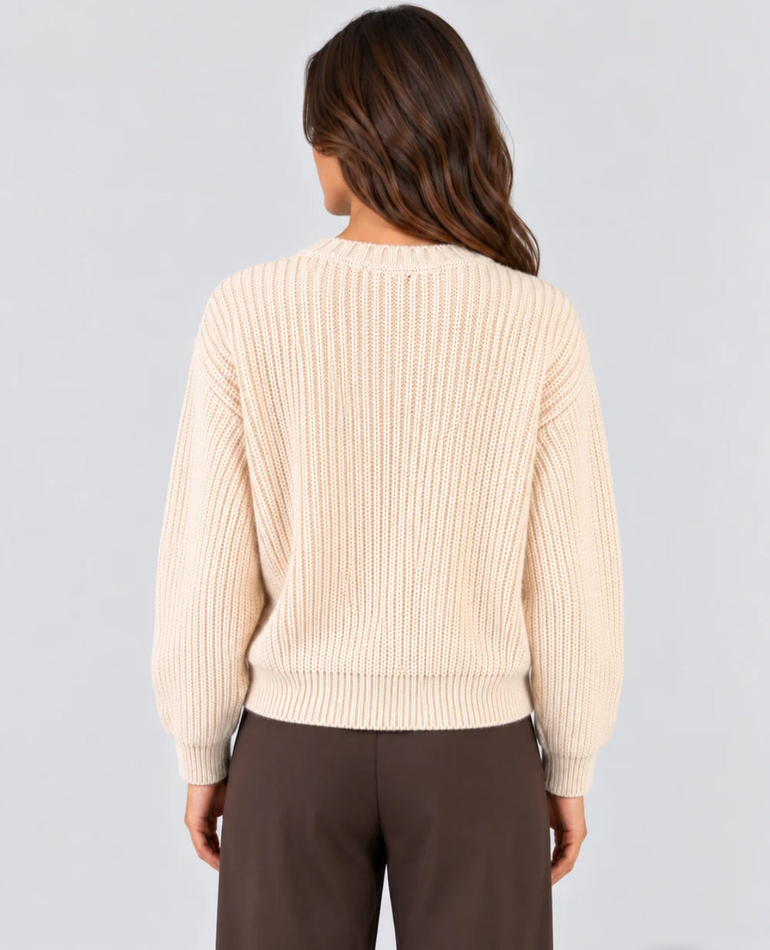 DIXIE WOMEN'S CREAM SWEATER WITH GREY DIAMONDS AND PERFORATED DETAILS