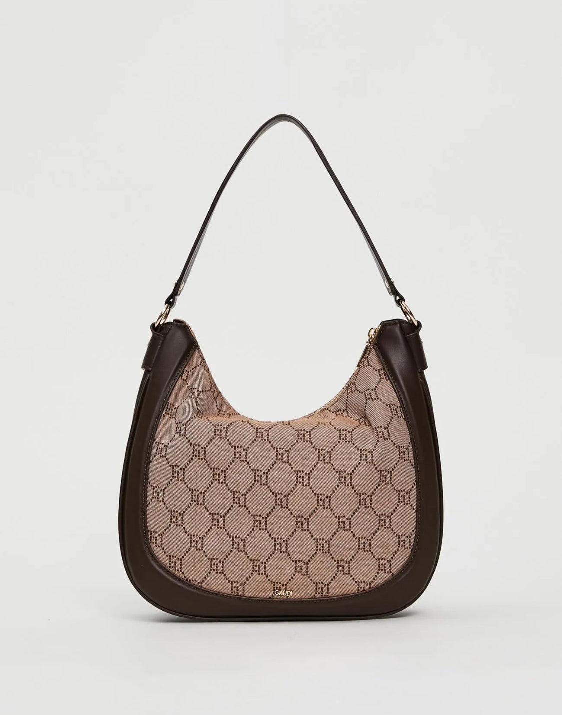 GAUDI Beige hobo bag with jacquard logo V5A1-12501