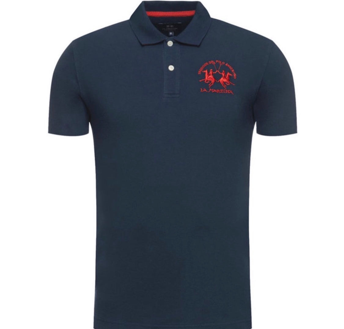 La Martina man BASIC Polo Neck T-Shirt NAVY CCMP01