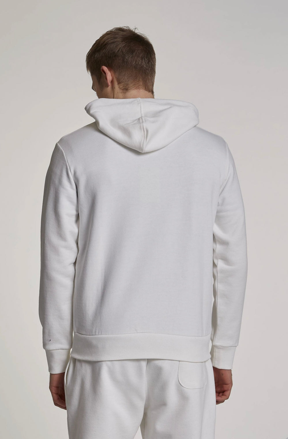 La Martina MAN BASIC FLEECE FULL ZIP HOODED COTTON CCMF02 regular fit- off white CCMF02