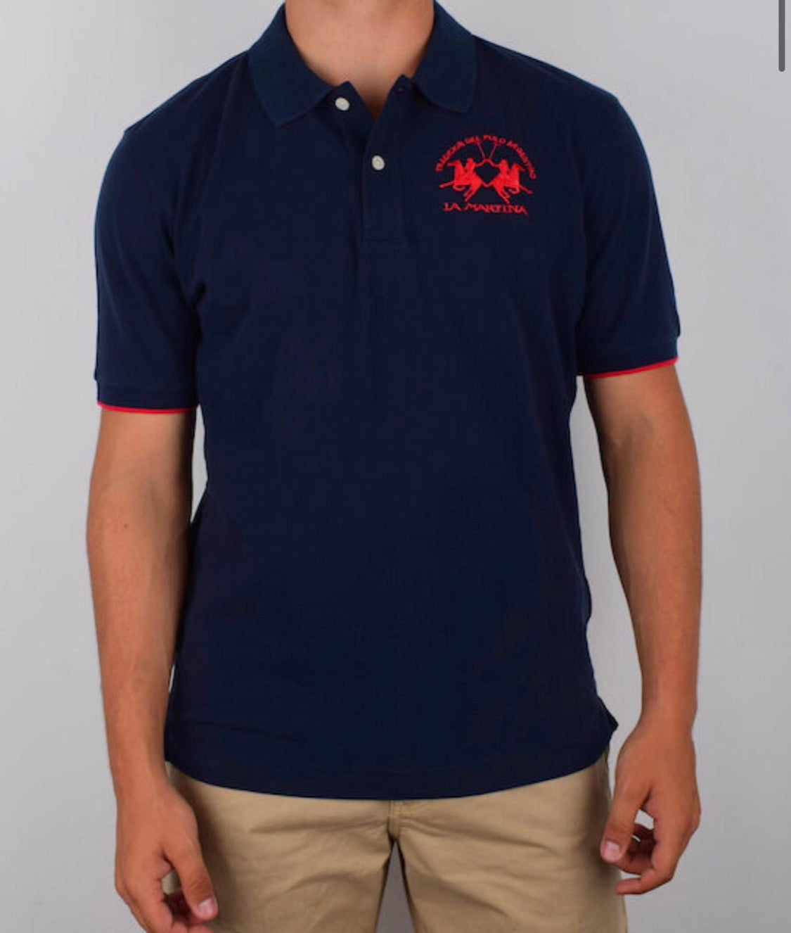 La Martina man BASIC Polo Neck T-Shirt NAVY CCMP01