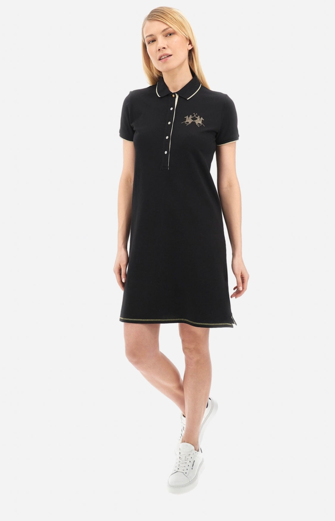 La Martina Women's short-sleeved dress in regular fit stretch cotton - Reimo VWD004