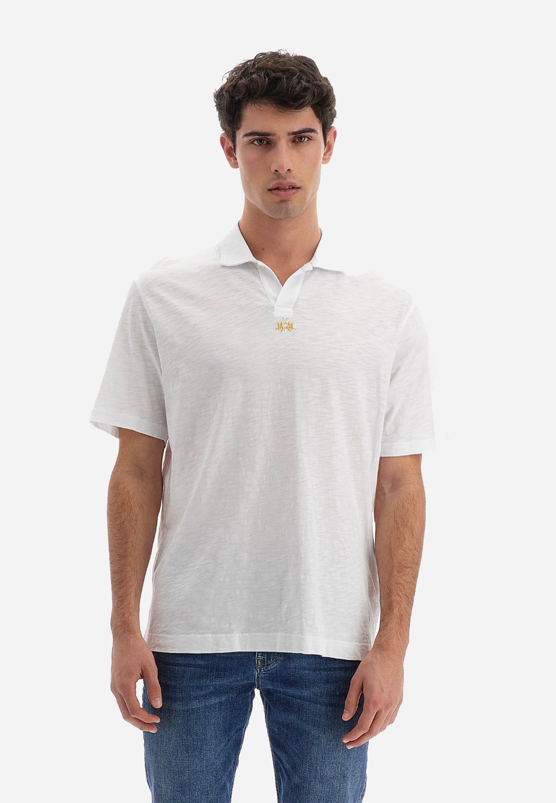 La Martina man BASIC Polo T-Shirt SLUB JERSEY Small Logo CCMP05