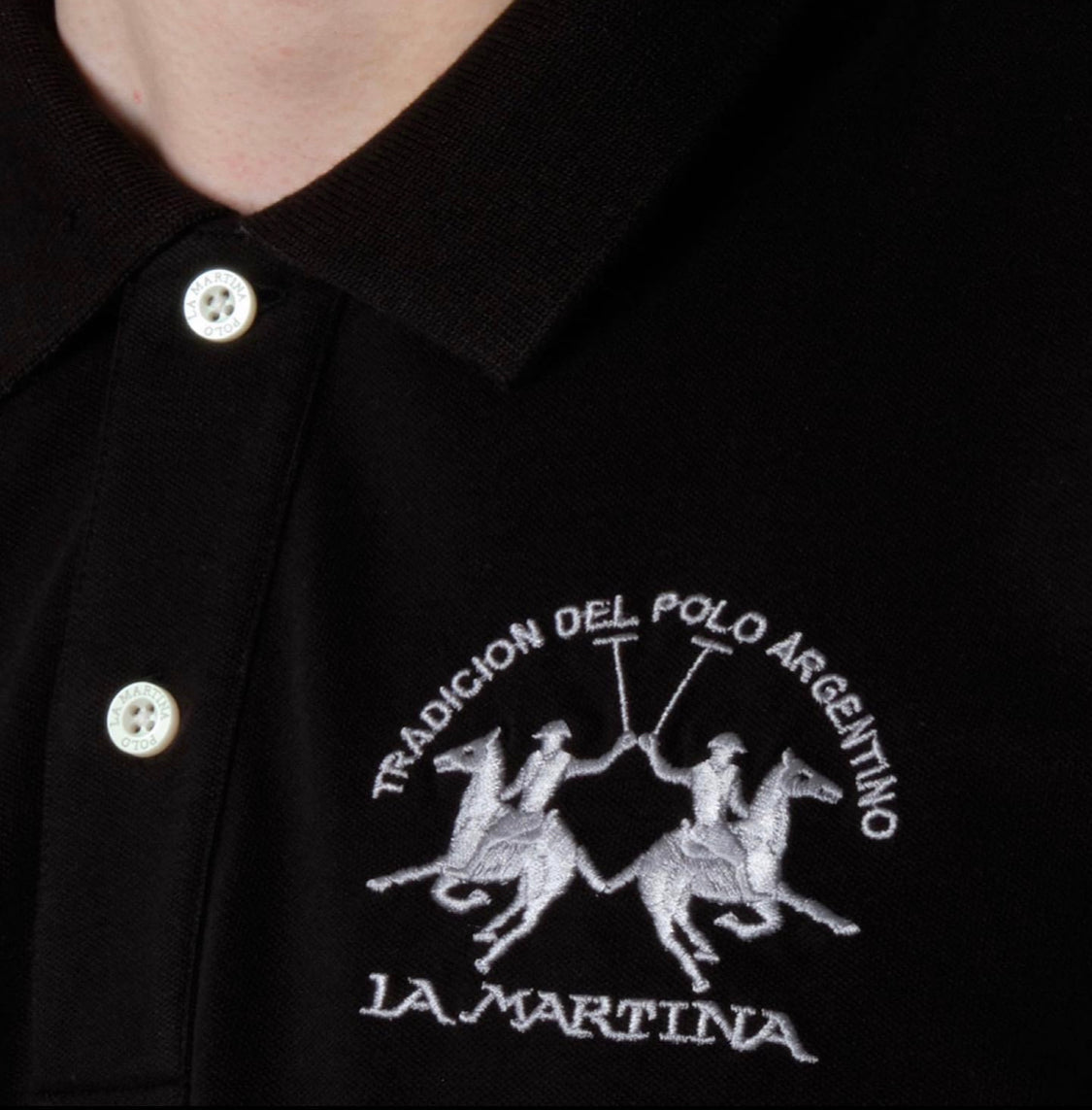 La Martina man BASIC Polo Neck T-Shirt BLACK CCMP01