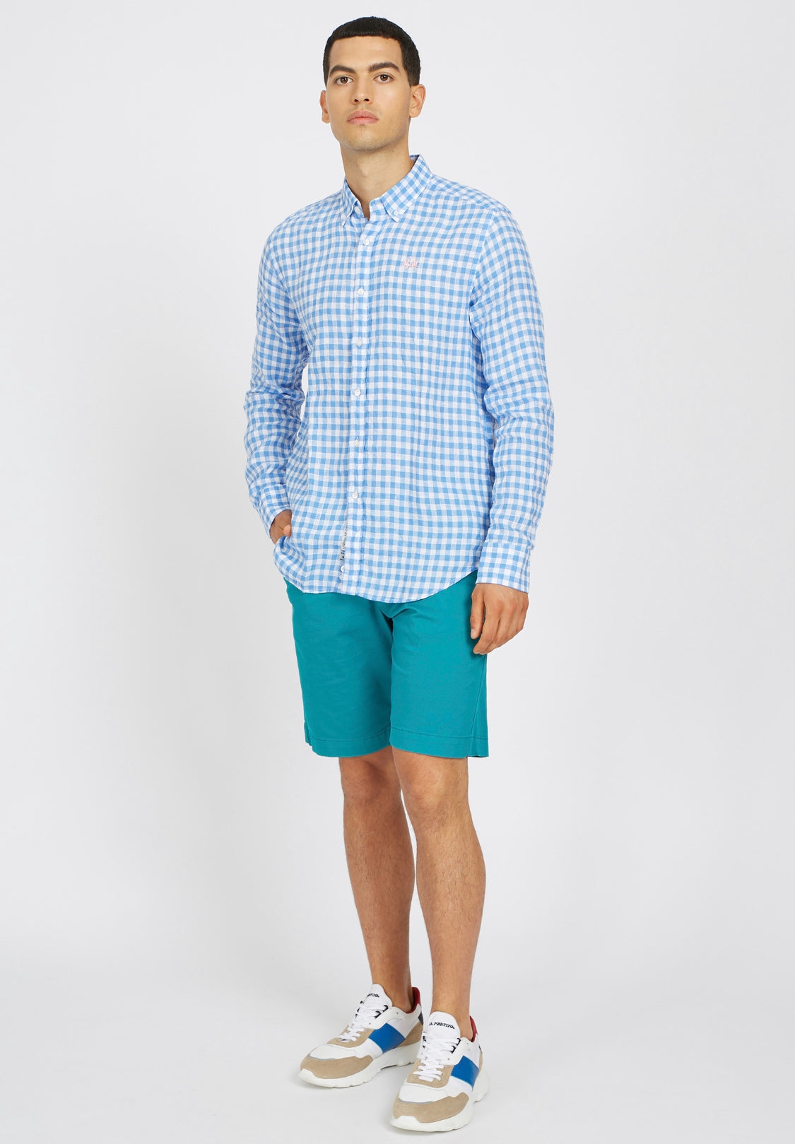 La Martina man Shirt Checked Linen VMC035