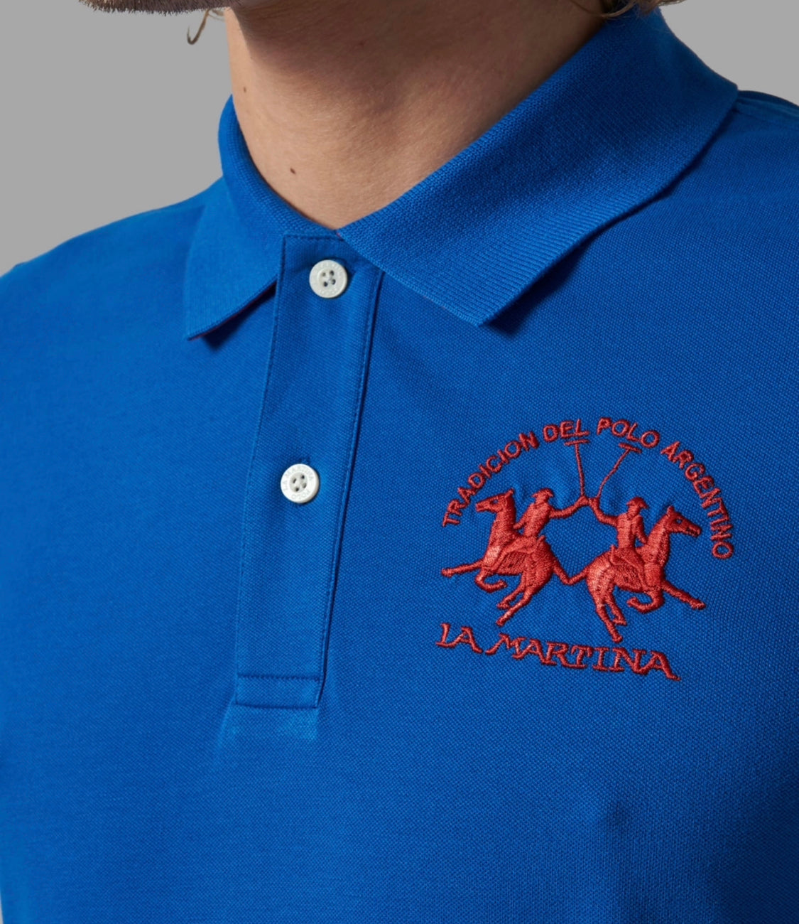 La Martina man Polo Neck T-Shirt CLASSIC BLUE CCMP01