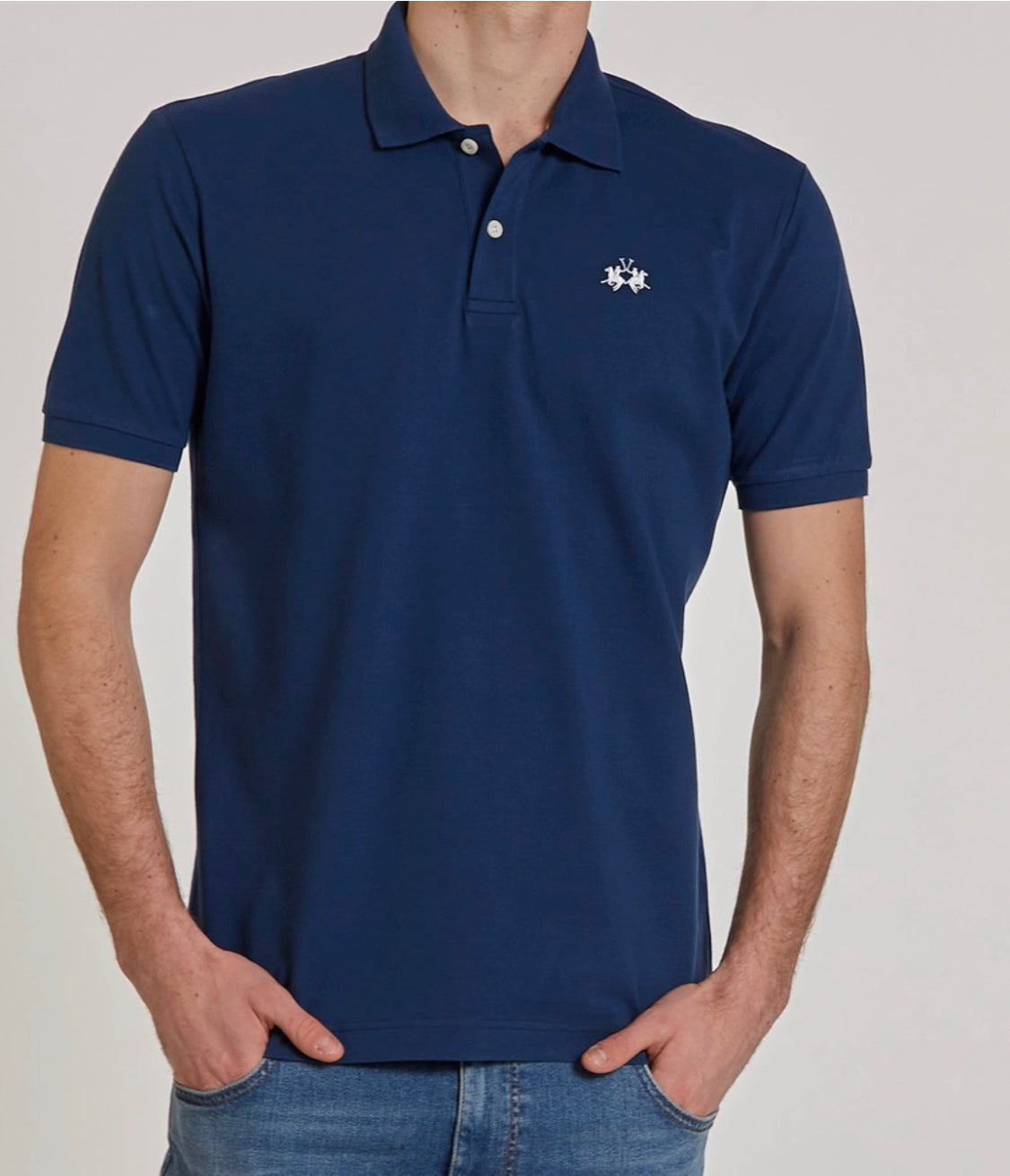 La Martina man Polo T-shirt NAVY/white BPMP01 carry over