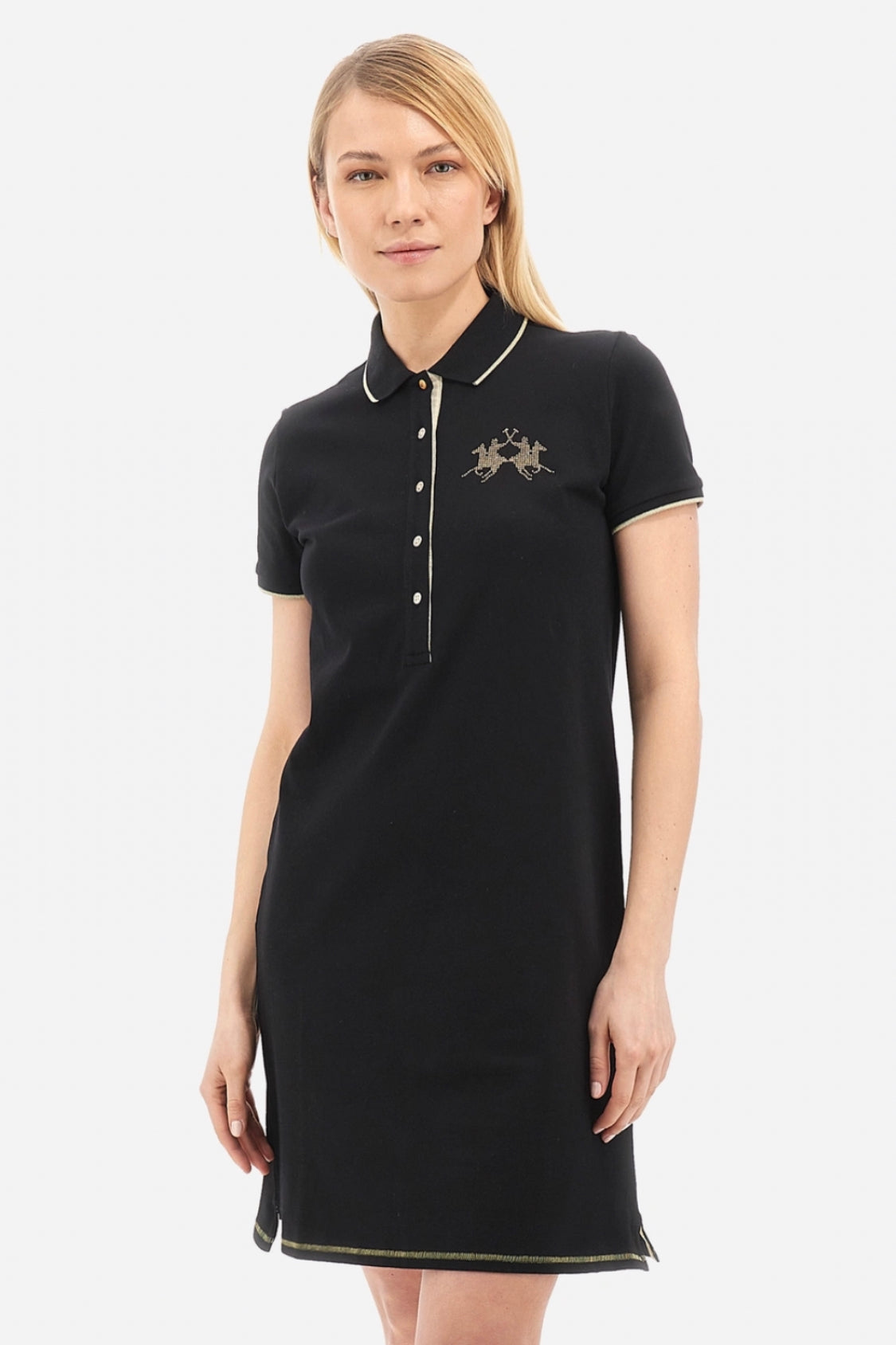 La Martina Women's short-sleeved dress in regular fit stretch cotton - Reimo VWD004