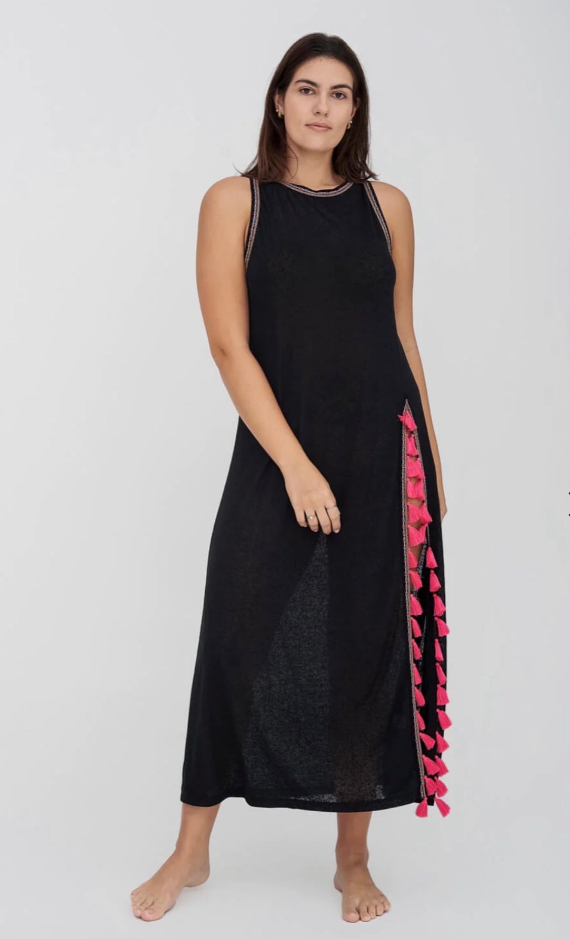 Pitusa WHITE Kaftan Tassel slit