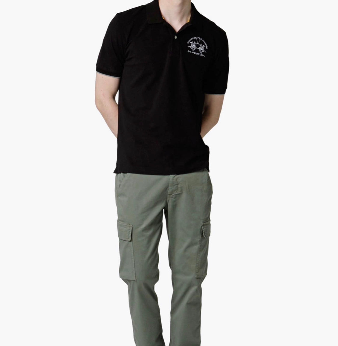 La Martina man BASIC Polo Neck T-Shirt BLACK CCMP01