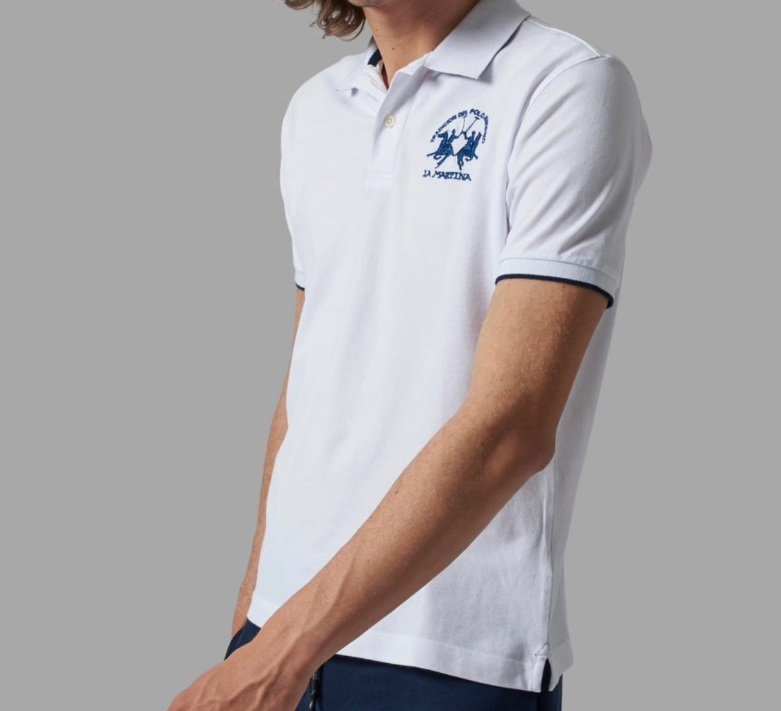 La Martina man BASIC Polo Neck T-Shirt White CCMP01