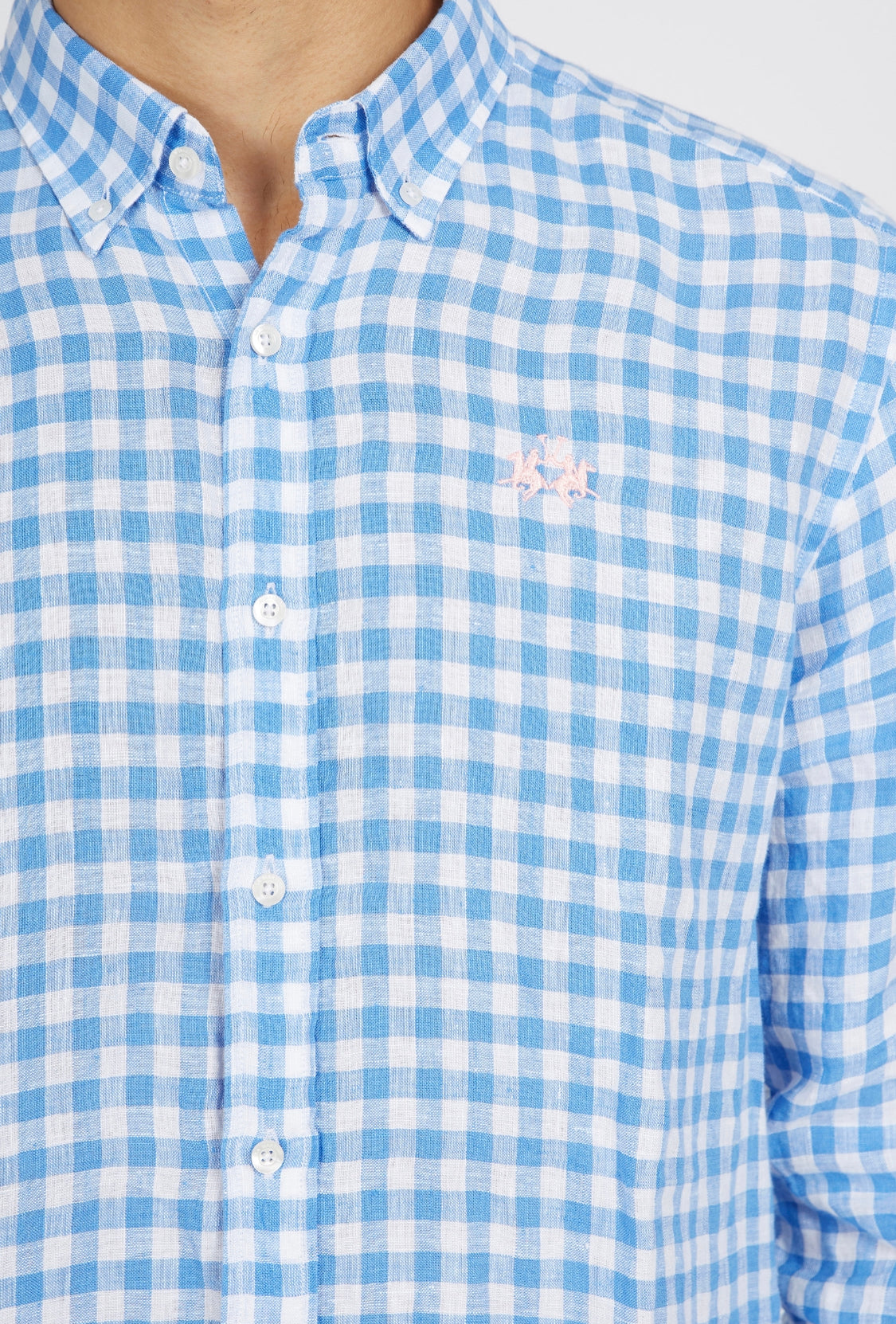La Martina man Shirt Checked Linen VMC035