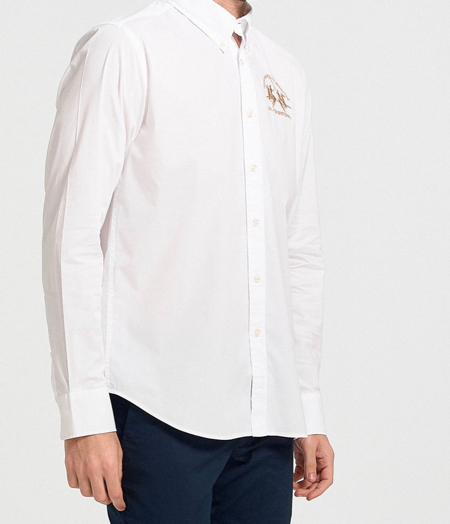 La Martina MAN SHIRT POPLIN STRETCH White Classic Shirt CCMC01
