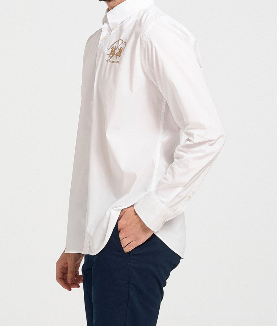 La Martina MAN SHIRT POPLIN STRETCH White Classic Shirt CCMC01