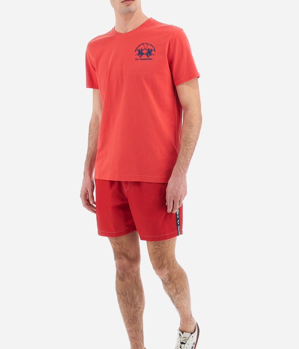 La Martina T-Shirt logo on the side RED