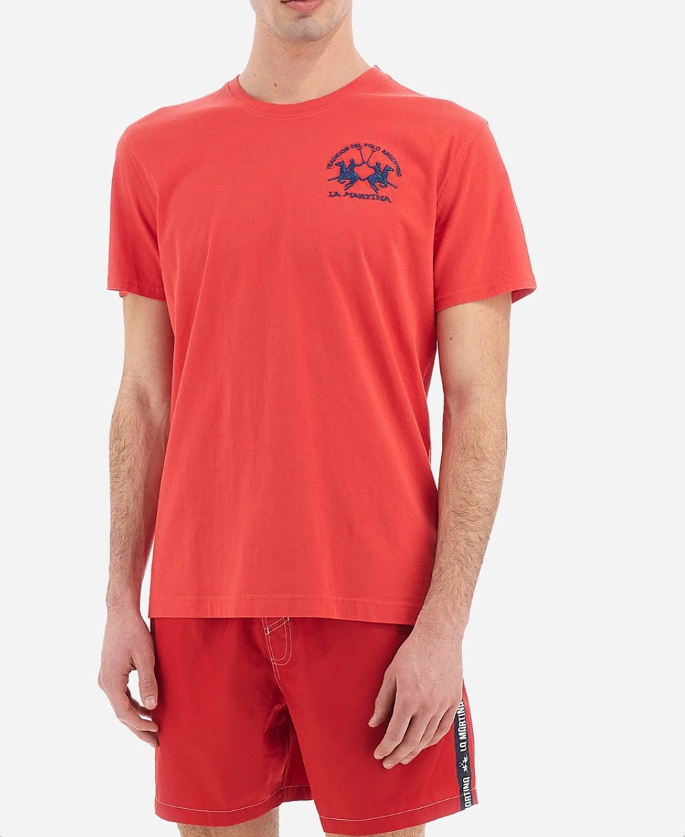 La Martina T-Shirt logo on the side RED