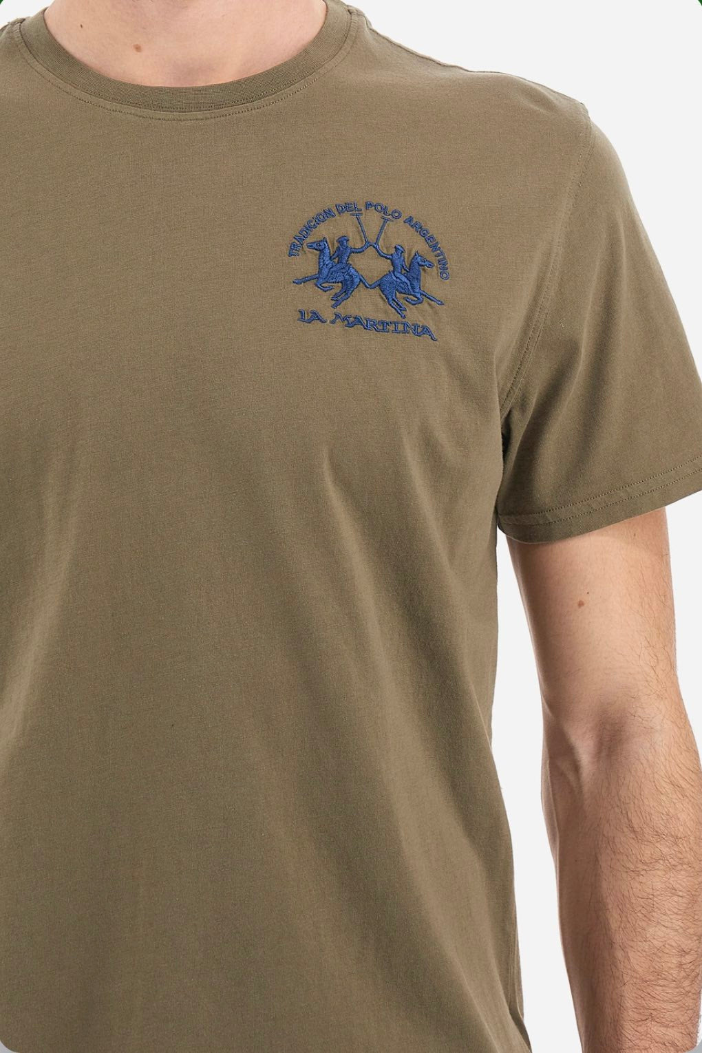 La Martina T-Shirt logo on the side CHAKI