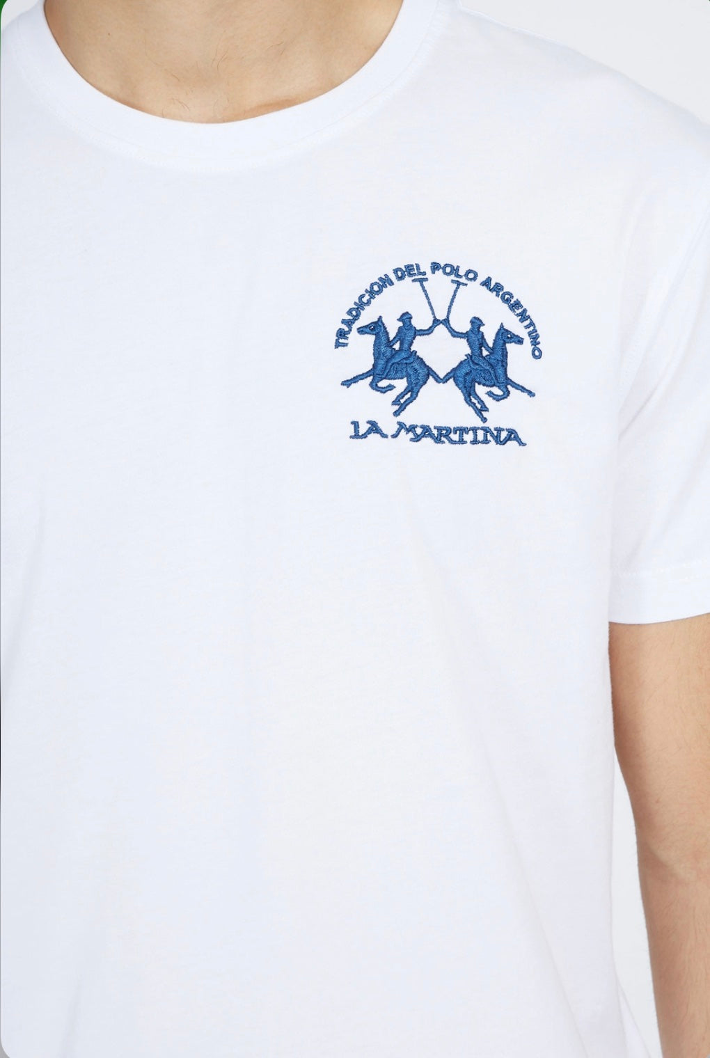 La Martina man T-Shirt logo on the side WHITE YMR009