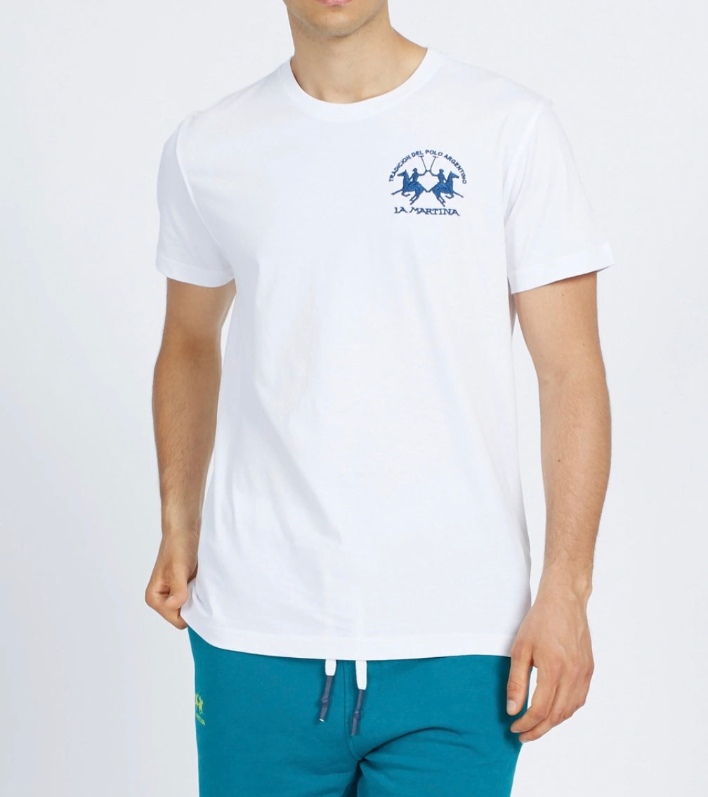 La Martina man T-Shirt logo on the side WHITE YMR009