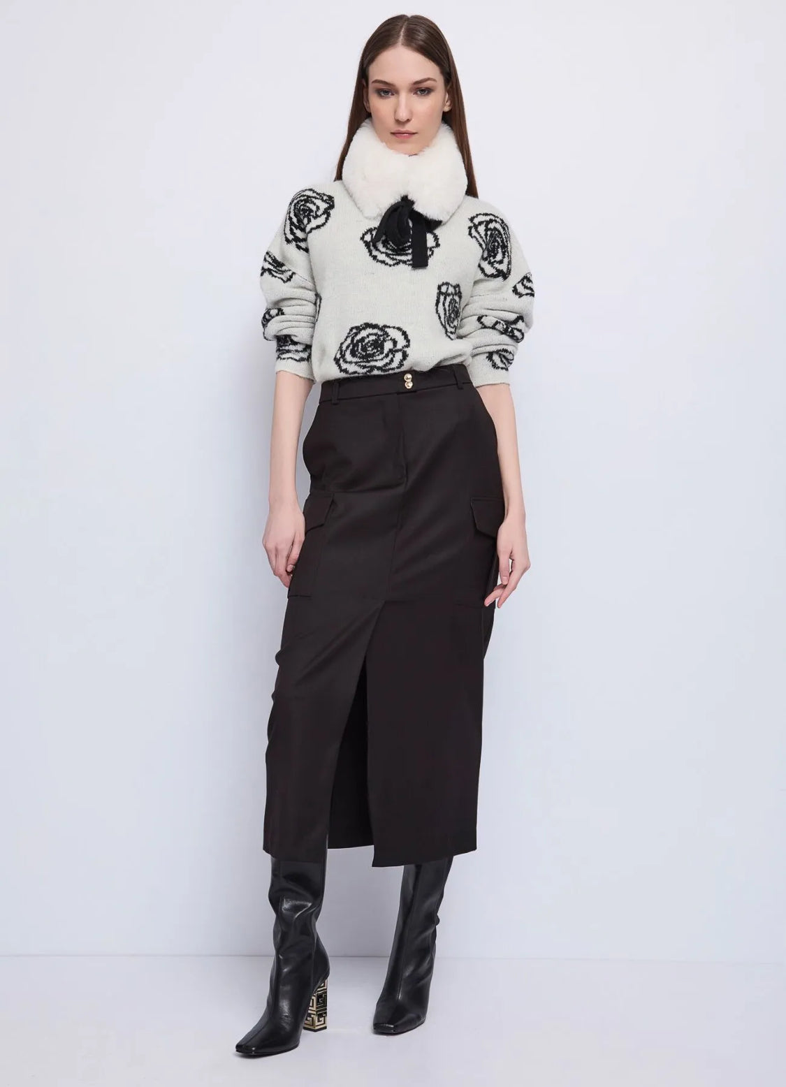 Gaudi Women's white sweater with jacquard pattern