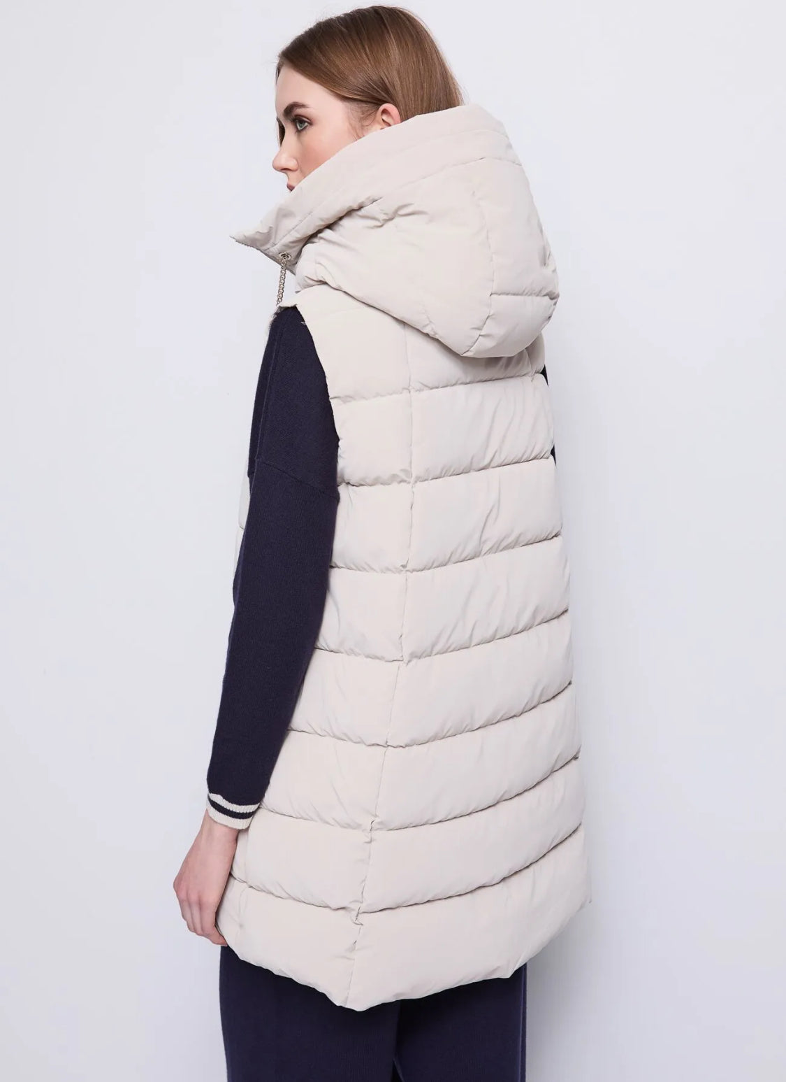 GAUDI Women's vest with hood and chain drawstring 521BD35008