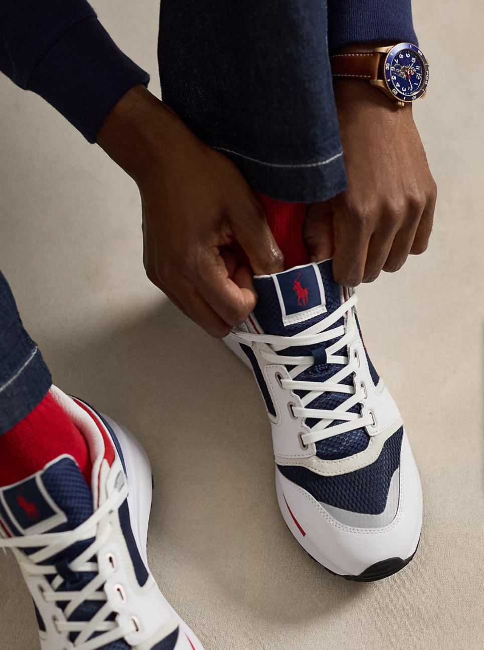 RALPH LAUREN Train 89 V2 Suede-Panelled Trainer