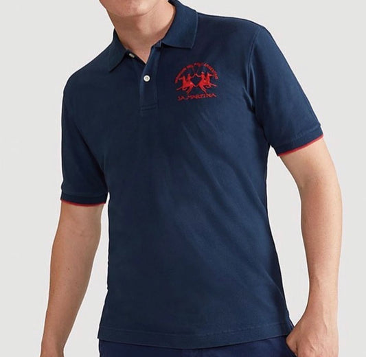 La Martina man BASIC Polo Neck T-Shirt NAVY CCMP01