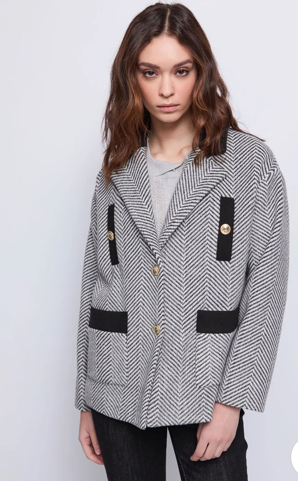 GAUDI WOMEN’S jacquard jacket with gold buttons 521BD35028
