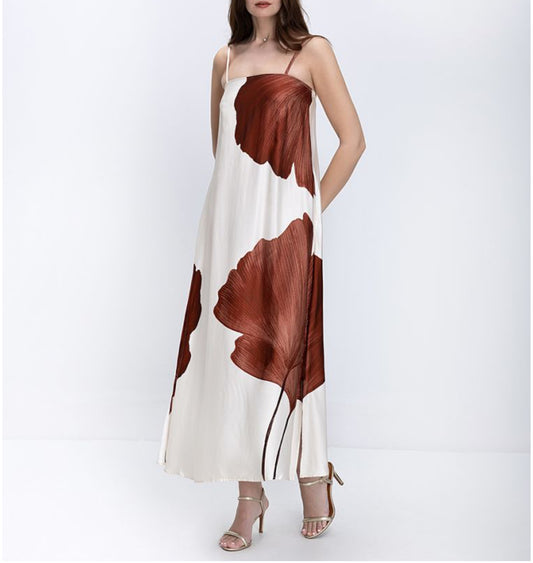 ANON LEAF LONGDRESS  A76SD085