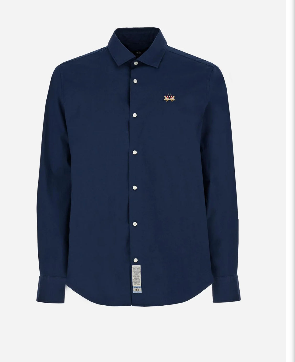 LA MARTINA BASIC Slim-fit cotton shirt with semi-cutaway collar MBC002