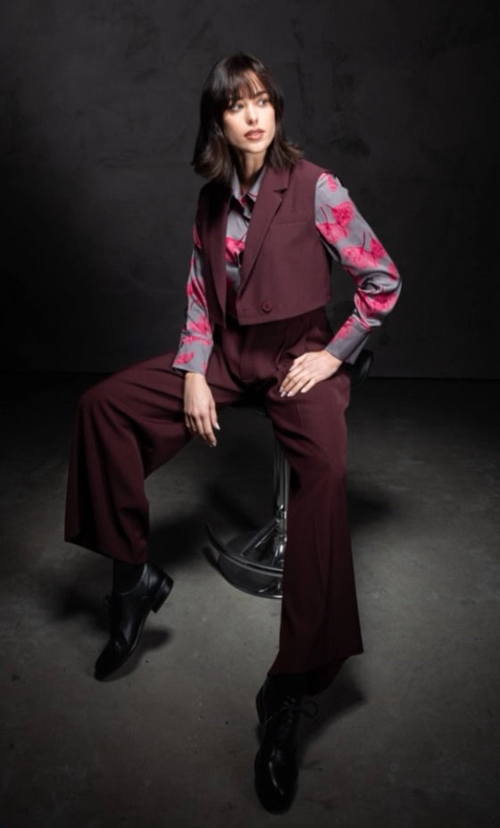 ANONYME RING BURGUNDY & CAMEL PANTALONE P195FP138