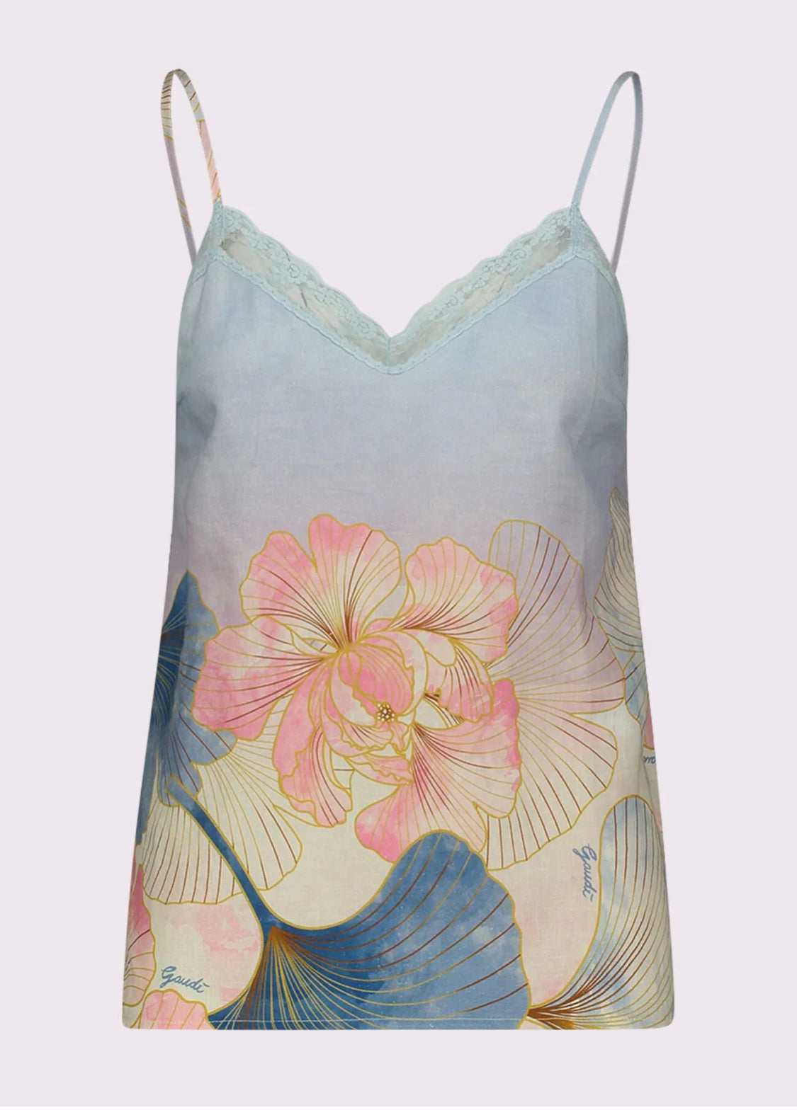 Gaudi Women's linen top with floral pattern 611FD15051