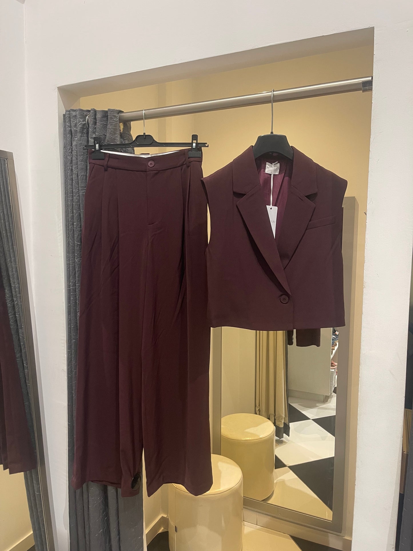 ANONYME RING BURGUNDY & CAMEL PANTALONE P195FP138
