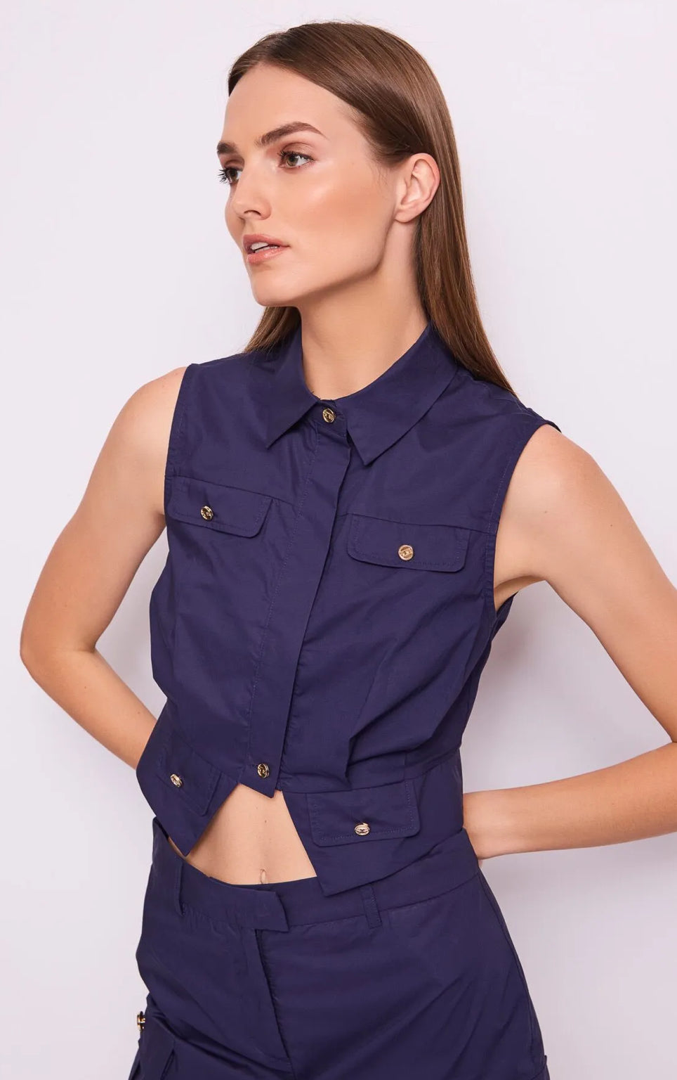 GAUDI WOMEN’S BLUE COTTON TOP 511FD45009