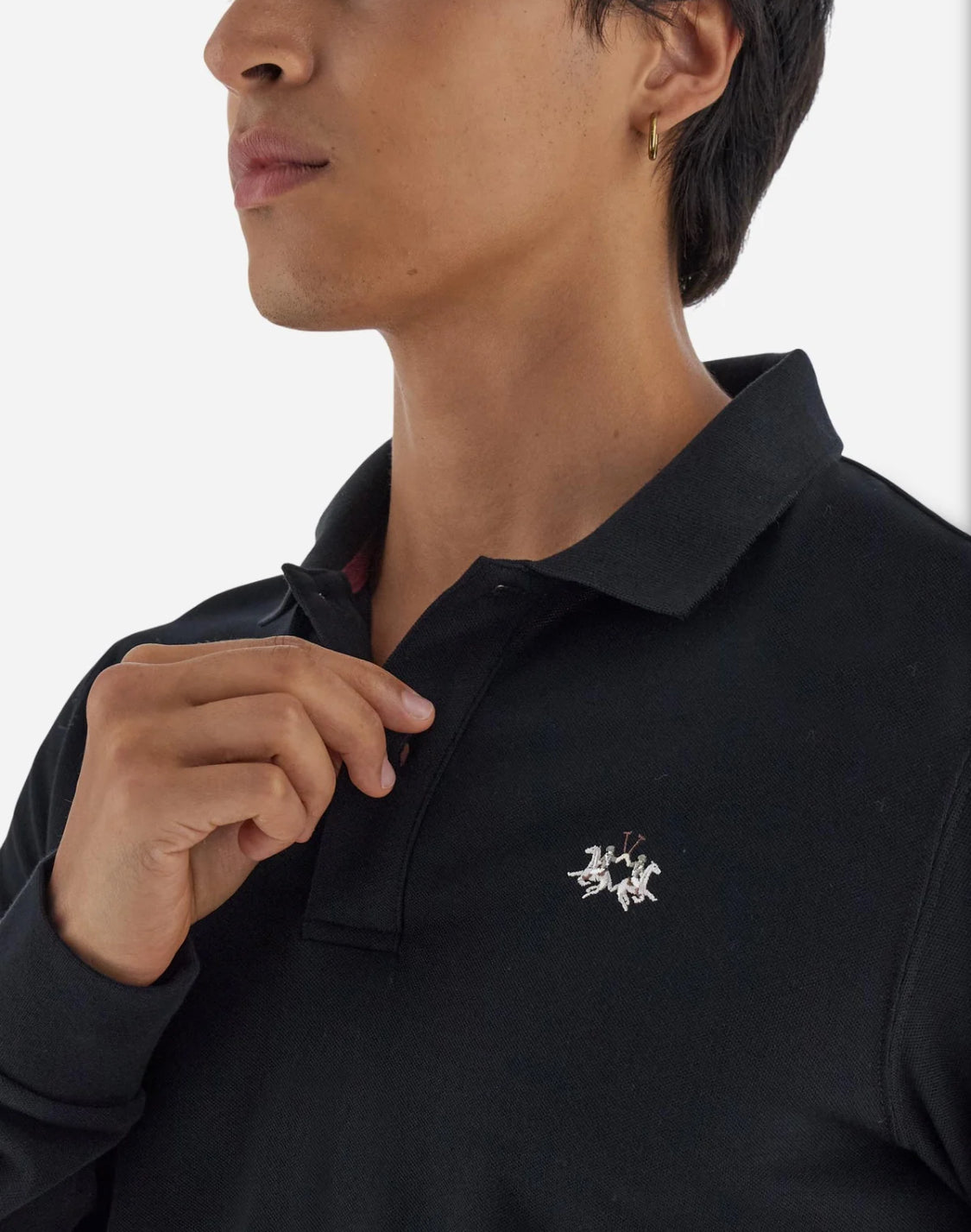 LA MARTINA BASIC Men’s stretch cotton piqué polo gabardine undercollar MBP004