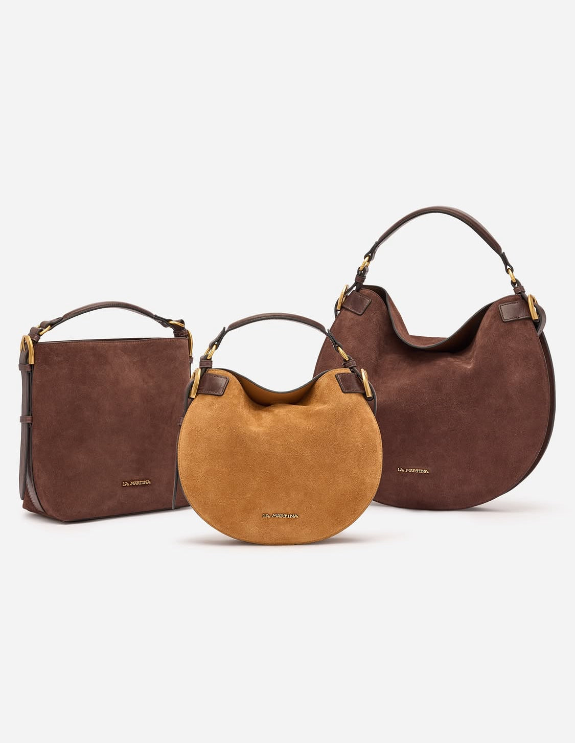 LA Martina Suede hobo bag with leather details - Luna Hobo carry over