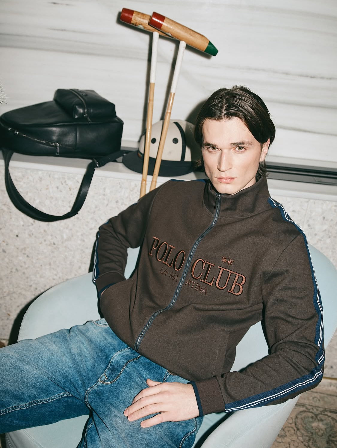 LA MARTINA MAN FULL ZIPSWEATSHIRT BICOLO MBF005