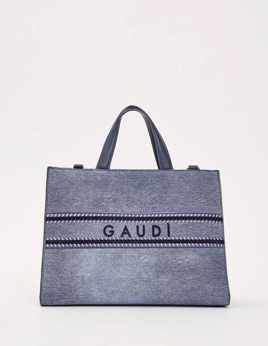 GAUDI Denim-effect shopping bag with shoulder strap V6AE-12740