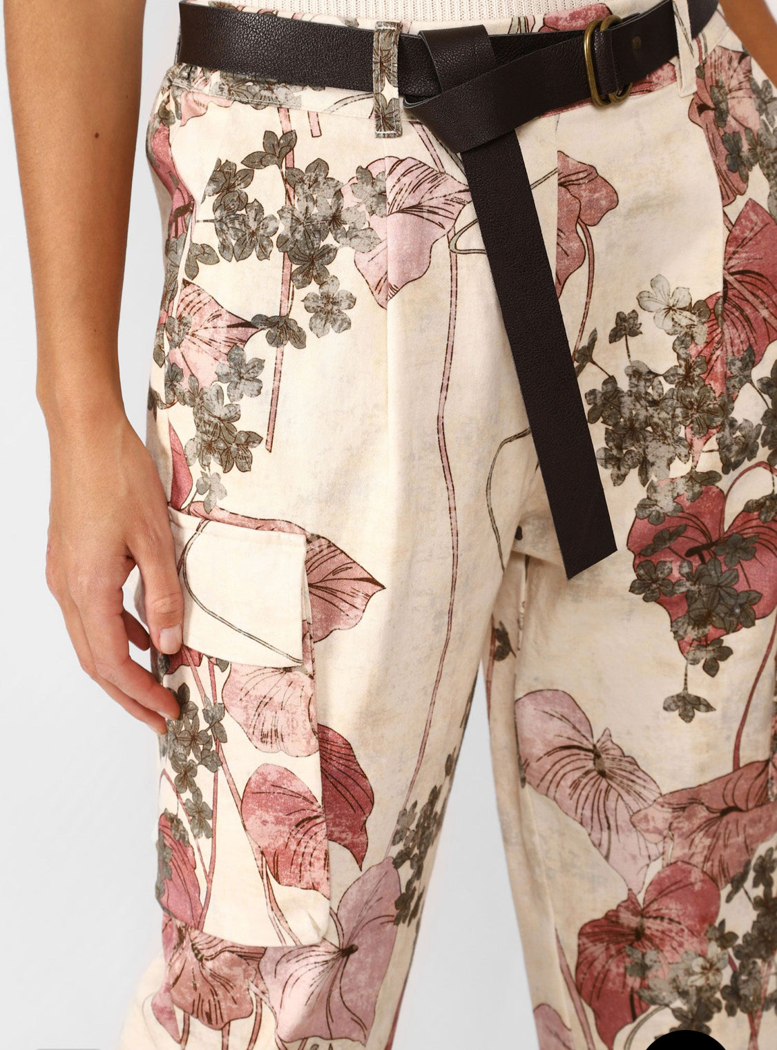 DIXIE WOMAN TROUSER CARGO FLOWER PRINT PDBTUKPA