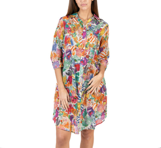 Isla Multicolor Fish dress 100% cotton 31650
