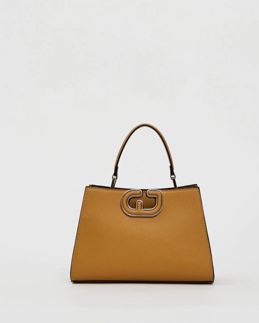 GAUDI YELLOW FAUX LEATHER TOP HANDLE BAG