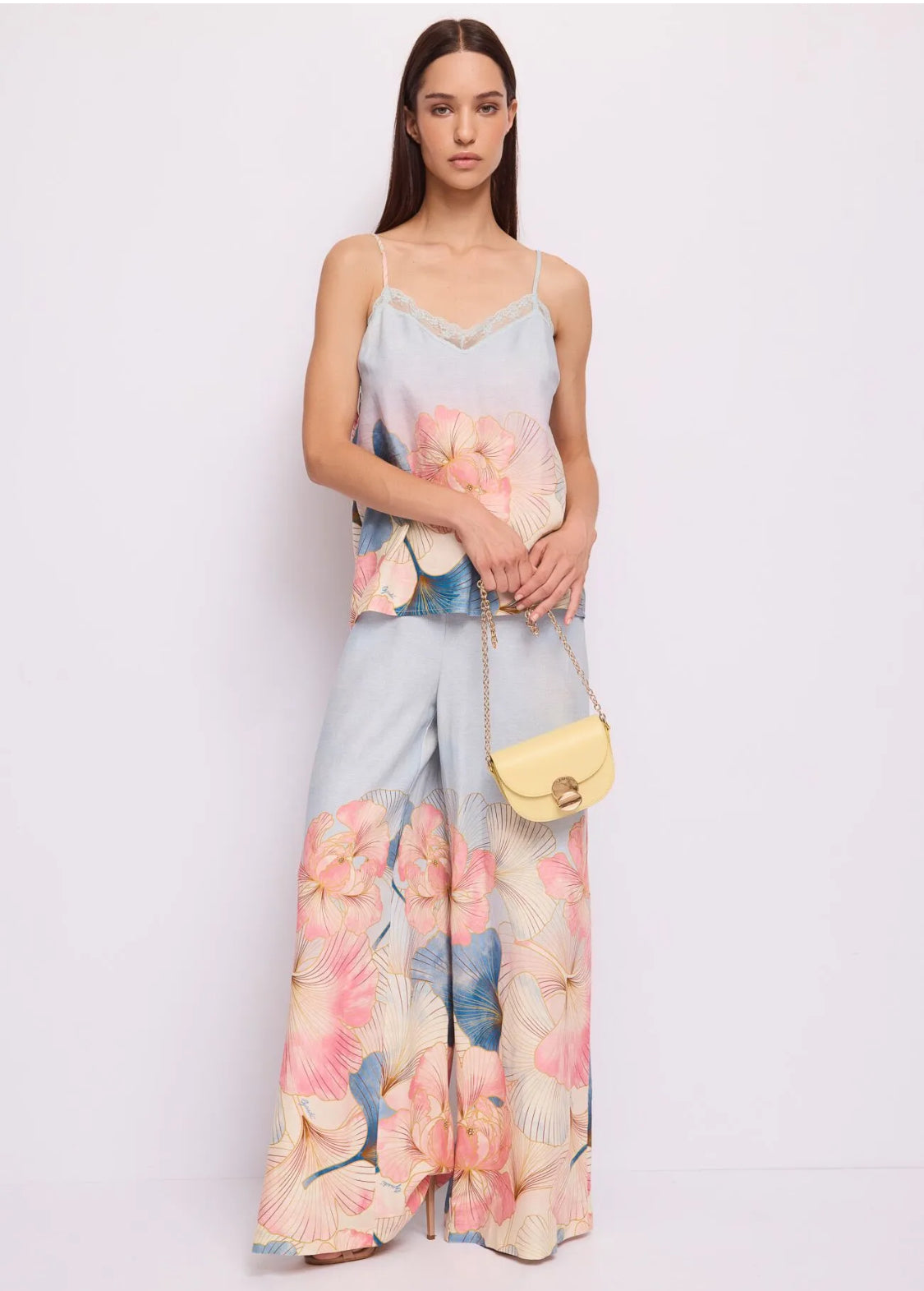 Gaudi Women's linen top with floral pattern 611FD15051