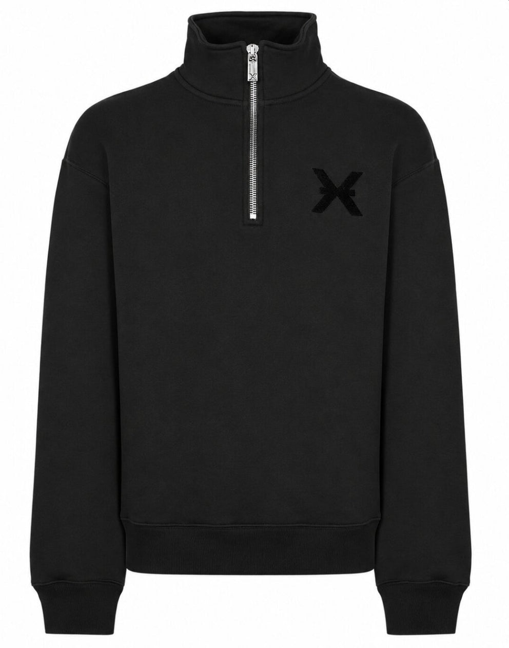 RICHMOND X HALF ZIP SWEATSHIRT BLACK WITH VELVET LOGO
