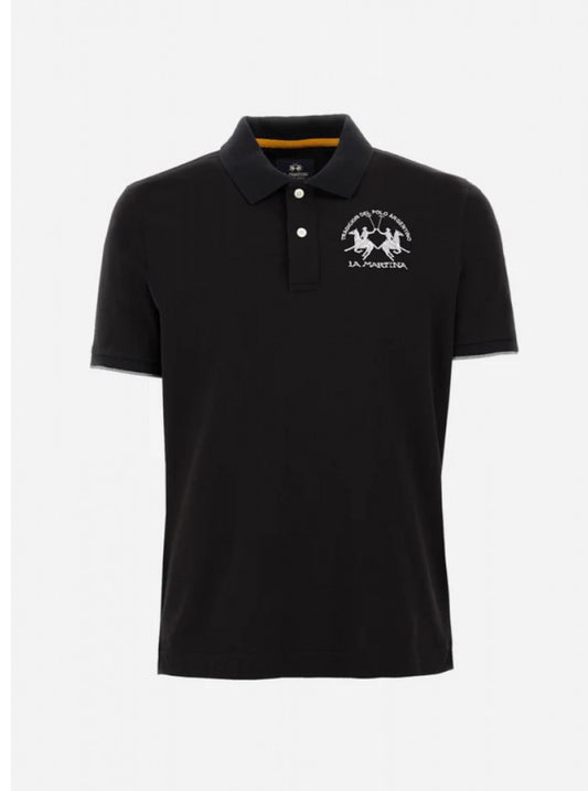 La Martina man BASIC Polo Neck T-Shirt BLACK CCMP01